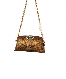 F S INTERNATIONAL Kundan Brass <b>Mini</b> Clutch Gold-Plated Traditional Fashion Evening Use with Diamonds and Buckle Closure - Product Image 3