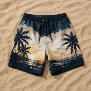 <b>Men's</b> Tropical Sunset Board Shorts Quick Dry Elastic Waist Casual Swim <b>Trunks</b> with Pockets Sublimation Print - Product Image 4