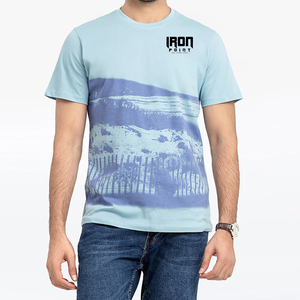 <b>Men's</b> Light Blue Short Sleeve T-<b>Shirt</b> Casual Round Neck Tee Printed Logo Summer Top - Product Image 4