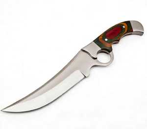 Couteau utilitaire d'extérieur à lame fixe en acier inoxydable OEM personnalisé avec anneau de maintien et manche en bois multicolore pour le bricolage - Product Image 6