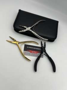 Alicates Profesionales de Dos Orificios de Acero Inoxidable para Extensiones de Cabello, Kits de Herramientas con Logotipo Personalizado, Acabado Negro Mate, Dorado y Plateado - Product Image 2