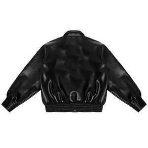 Chaqueta Clásica de Piel de Oveja para Hombre, Talla Grande, Estilo Bomber, Cuello Alto, Impermeable, Ecológica, Estilo Motero - Product Image 4