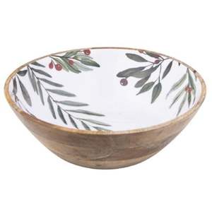 Tazón para Servir Hecho a Mano de Madera de Mango con Incrustaciones de Esmalte, Diseño Floral Azul, Tazón Grande Decorativo para Frutas y Ensaladas, para Decoración del Hogar y Cocina - Product Image 4