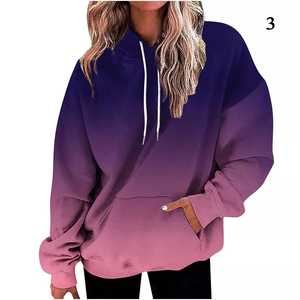 Oversized Hooded Sweatshirt Gradient Blue Color Unisex Regular Sleeve Fleece 100% Cotton Pocket Winter Style Breathable - Product Image 3