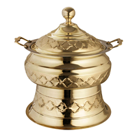 Plat à réchaud vintage de style Mughlai en métal, design circulaire bronze, pour buffet, chauffe-plats