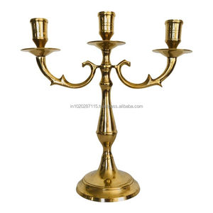 Centro de mesa de candelabros de metal dorado hecho a mano para recepción de bodas, salón de banquetes y cena romántica, arreglo de decoración del hogar - Product Image 3