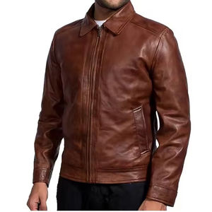 แจ็คเก็ตหนังสีน้ำตาลสำหรับผู้ชายแบบสั่งทำพิเศษจากโรงงาน (OEM) |   สไตล์สตรีทแวร์สีพื้น |   เสื้อแจ็คเก็ตหนังแฟชั่นสตรีทแวร์ขายส่ง - Product Image 5