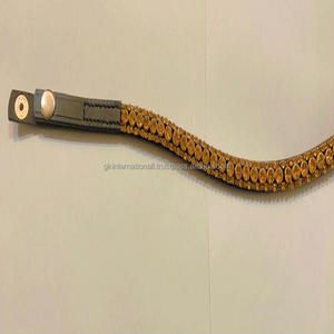 Banda para la frente de caballo de cuero de búfalo negro de Nueva calidad de exportación con cristales dorados decorativos de 3 filas Diamante Bling y bucles a presión - Product Image 3