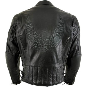 SAMROZ SPORTS Leather Men's <b>Racer</b> Style Collarless Premium Leather Motorcycle Biker Riders <b>Jackets</b> - Product Image 1