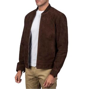 Chaqueta Bomber de Gamuza para Hombre, Cierre de Cremallera, Cuello de Punto Acanalado, Puños con Botones a Presión, Forro de Poliéster, Prenda Exterior Elegante - Product Image 3