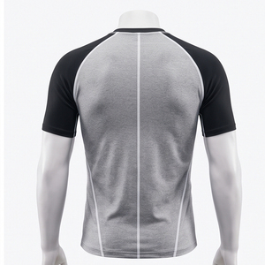 Wholesale <b>Men</b> Plus Size Workout <b>Compression</b> T-Shirt High Stretch Sports Knitted 100% Cotton Custom Logo Breathable Streetwear - Product Image 2