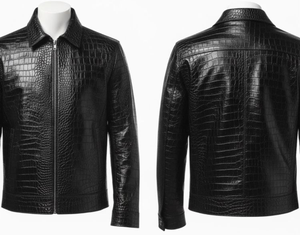 Chaqueta de Invierno para Hombre, de Cuero, con Cuello Alto y Logotipo Frontal - Product Image 5