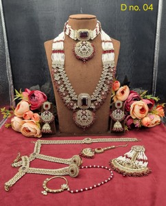 Radiant Cut Stone Bridal Kundan <b>Jewellery</b> <b>Set</b> <b>Pearl</b> Beaded Multi Layer Choker Long Necklace Artificial Imitation Bridal Jewelery - Product Image 3