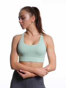 Women's Criss <b>Cross</b> Back Sports Bra | Smooth Polyester Spandex Gym Crop Tank | Removable Padded Wireless Fitness Workout <b>Top</b> - Product Image 2