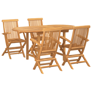 Set da pranzo da giardino in legno massello Teak 5 pezzi - Product Image 2