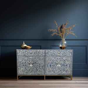 Cómoda Artesanal con Incrustaciones de Hueso, Hecha a Mano por Artesanos Indios, Mueble Decorativo de Almacenamiento - Product Image 3