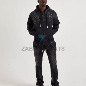 Sweat à capuche pour homme avec design en strass, sweat à capuche en strass de haute qualité pour homme, production sur mesure - Product Image 4