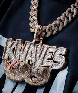 Iced Out Moissanite Waves Pendant 925 Silver 18K Gold Themed Letter <b>Chain</b> Hip Hop <b>Rapper</b> Men's Jewelry Everyday Wear Pendant - Product Image 6