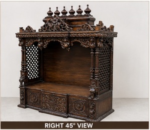 Grand Temple Gopuram en Bois de Teck, Design Premium, Sculpté à la Main, Mandir Swaminarayan en Bois de Teck pour la Maison, Temple Hindou avec Rangement - Product Image 2