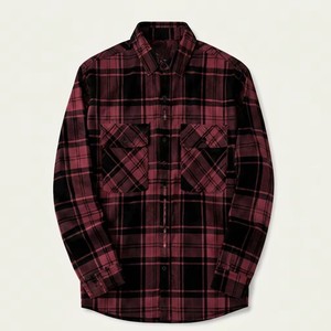 Camisa de Franela a Cuadros de Manga Larga para Hombre, de Alta Calidad, Corte Regular, Informal, de Algodón, con Botones - Product Image 1
