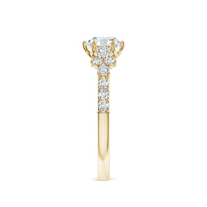 Anillo de Compromiso de Lujo con Diamante Cultivado en Laboratorio de Corte Redondo Vintage, con Piedras Laterales en Forma de Pera, Oro de 10K, 14K, 18K, Plata 925, 935, para Regalo de Boda - Product Image 3