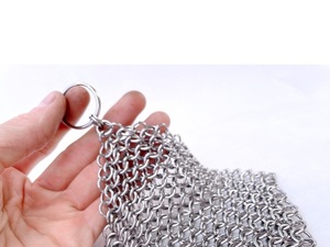 Stainless Steel Chainmail Pot Holder Round Welded Metal Craft Modern Kitchen Accessory - Product Image 6