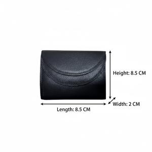 Monedero Compacto Minimalista para Mujer, de Cuero de Cabra Negro, con Forro de Lino Premium, 3 Ranuras para Tarjetas y 2 Bolsillos, Marca Riza - Product Image 6