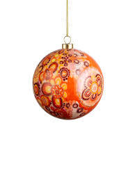 Adorno Navideño de Papel Maché Hecho a Mano por G.M.DEHQANI SONS, Diseño Floral Pintado a Mano en Color Naranja, Decoración Colgante para Árbol - Product Image 5