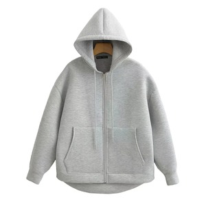 เสื้อฮู้ดซิปผู้ชายทรงโอเวอร์ไซส์ ผ้าฝ้ายเฟรนช์เทอร์รี่ สีพื้น มีกระเป๋าหน้า สวมใส่สบายๆ สำหรับฤดูใบไม้ร่วง ปี 2027 - Product Image 1