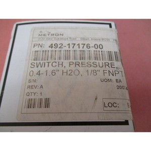 สวิตช์แรงดัน Metron 492-17176-00 - อุปกรณ์และอะไหล่เซมิคอนดักเตอร์ระดับโลกที่เชื่อถือได้ - Product Image 1