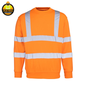 OEM Polyester Embroidery Logo Long Sleeve Construction Reflective Strip Sweatshirt Safety Fluorescent Oversized Sweatshirt - Product Image 6
