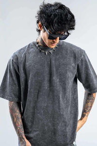 T-shirt unisexe style streetwear délavé à l'acide, écologique, respirant, personnalisable, grandes tailles - Product Image 4