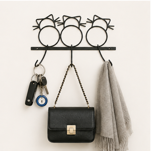 Modern Black Metal Cat Silhouette <b>Wall</b> Mounted <b>Key</b> Holder Triple Kitten <b>Key</b> Rack With 3 Heavy Duty <b>Hooks</b> For Entryway Hallway - Product Image 6