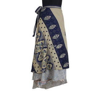 Faldas de seda Indo-Occidentales 2026 - Faldas de seda de dos capas - Faldas indias al por mayor en línea para mujer - Mágica falda india estilo gitano - Product Image 4