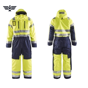 Custom High Visibility Waterproof Coverall Safety Suit Reflective Industrial <b>Workwear</b> Insulated <b>Winter</b> Protective Overall - Product Image 1