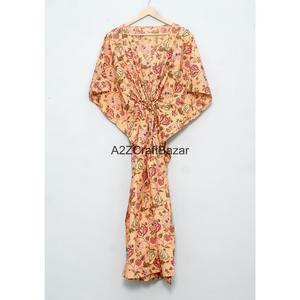 Caftán Maxi 100% Hecho a Mano en Algodón con Estampado Indio para Mujer, Ecológico, Cintura Natural, Corte Regular, Ropa Casual de Verano y Primavera - Product Image 6