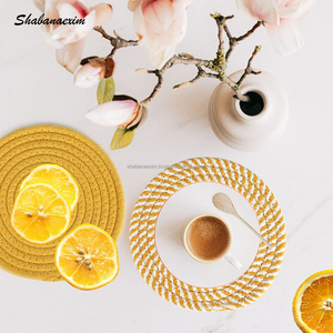Haute Qualité Jaune Tissé À La Main Dessous De Plat Coton Corde Pot Titulaire Antidérapant Boisson Dessous De Verre Lavable En Gros De L'Inde - Product Image 2