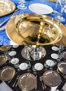 Plateau de service et plateau décoratif en forme de chargeur, doré, pour décoration de table de mariage - Product Image 6