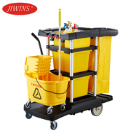Chariot médical commercial JIWINS en plastique PP haute capacité, modèle JW-CCMS, pour fournitures de nettoyage hospitalier