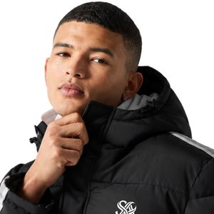 <b>Black</b> <b>Men's</b> Retro Taped Puffer Jacket Hooded Quilted Winter <b>Coat</b> <b>Long</b> Sleeve Warm Outerwear With Side Pockets Casual Outdoor - Product Image 5