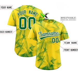 Camiseta Deportiva Vantex Personalizada para Hombre, Diseño Digital Amarillo y Verde, Transpirable, de Poliéster, Uniforme de Béisbol - Product Image 1