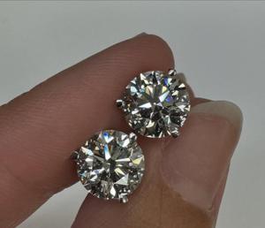 Pendientes de Diamantes Cultivados en Laboratorio con Corte Brillante Redondo, 4 Ct, Oro Sólido de 14K/18K, Clásicos con Engaste de Puntas, Precio de Fábrica B2B - Product Image 6