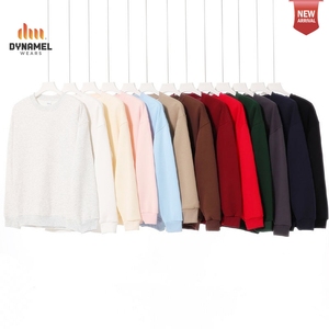DYNAMEL Unisex <b>Navy</b> Blue Crew Neck <b>Sweatshirt</b> Oversized Solid Pullover Casual Long Sleeve Top - Product Image 6