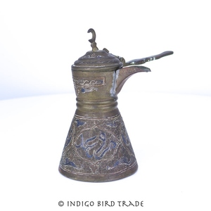 Cafetière Dallah en laiton de style moyen-oriental, persan et arabe moderne |   Poignée de cafetière islamique en métal, forme croissant, pour théière turque - Product Image 4