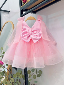 Vestidos de fiesta maxi de estilo casual para niñas de 1 a 12 años Muchas opciones de color con decoraciones de cuentas Accesorio incluido ODM/OEM - Product Image 3