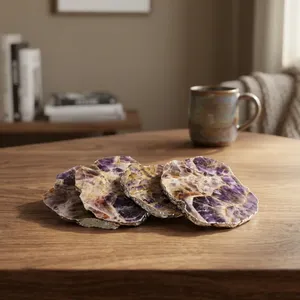 Quartz Stone <b>Coaster</b> Set Handmade Crystal <b>Agate</b> <b>Coasters</b> Gold Edge Decorative Drink <b>Coasters</b> for Home Table Dining Room - Product Image 5