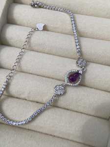 กำไลข้อมืออเมทิสต์ธรรมชาติ เงินแท้ พลอยสีม่วง เครื่องประดับนำโชค ของขวัญวันเกิดเดือนกุมภาพันธ์ ของขวัญสุดหรูสำหรับเธอ - Product Image 1