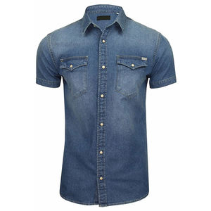 Chemise en jean oversize pour homme avec poche poitrine, 100 % coton, infroissable, séchage rapide, respirante, style décontracté streetwear, boutonnée, haute qualité - Product Image 3