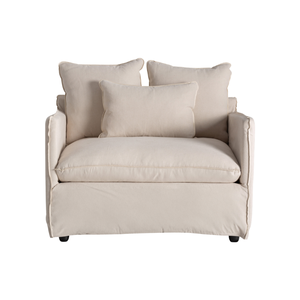 Modern Lounge Chair Solid Teak Deep Seat Oversized Cushion Removable <b>Slipcover</b> Comfortable Indoor Living Room Furniture - Product Image 3