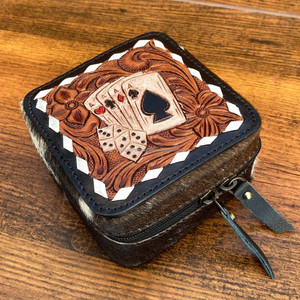 Boîtes à bijoux multifonctions en cuir repoussé à la main Boîte de rangement de bijoux en cuir véritable Étui à bijoux pour boucles d'oreilles en cuir de vachette de haute qualité - Product Image 3